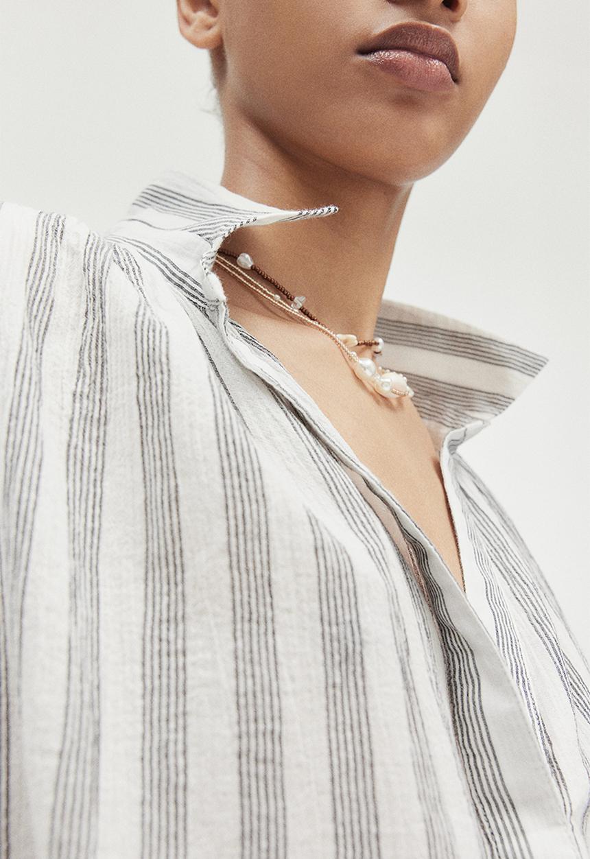 H&M - Cotton blouse - white/striped