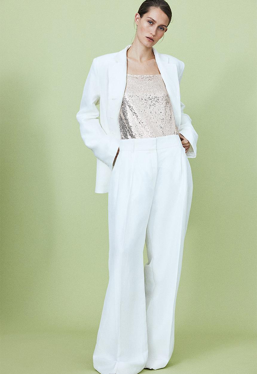 H&M - Strappy jersey top - light beige silver-coloured