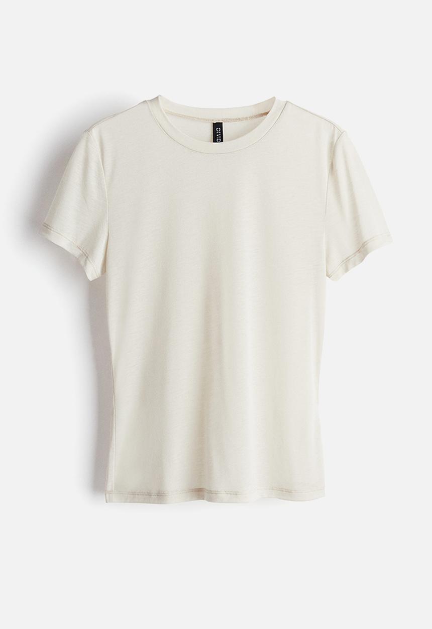 H&M - Fitted T-shirt - light beige