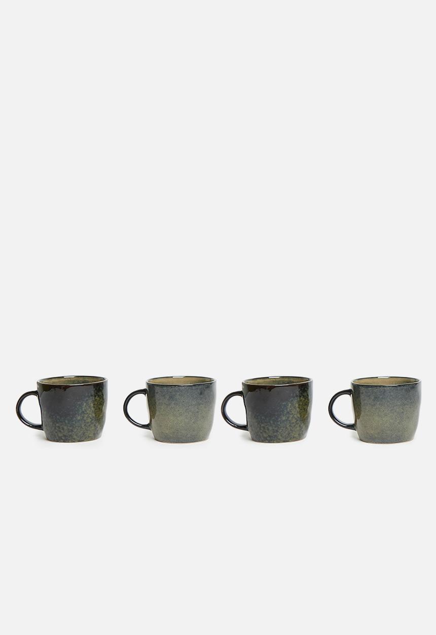 Excellent Houseware - Ivy mugs set of 4 - Black