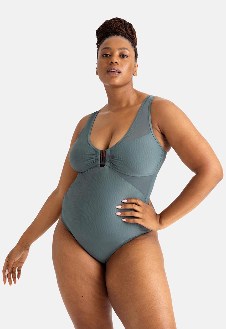 DORINA - Plus Sunyani shaping swimsuit - green