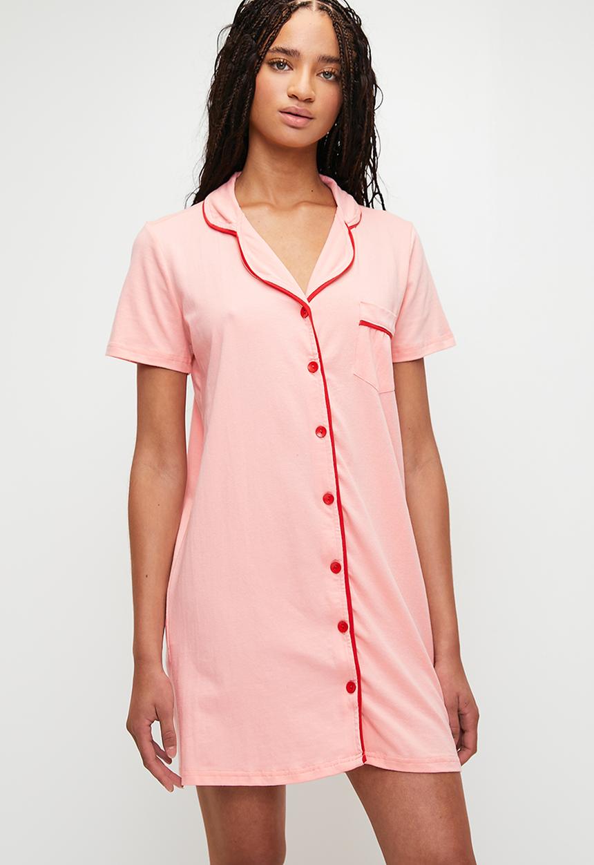 Trendyol - Cotton Nightshirt - Pink