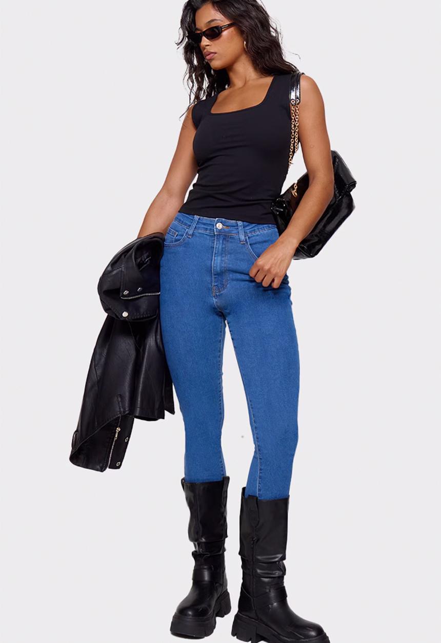 PrettyLittleThing - PLT L30 5 Pocket Skinny Jeans - Mid Blue