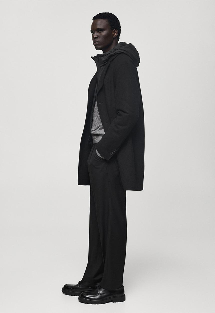 MANGO - Mathis Wool Coat With Quilted Interior Hood - black