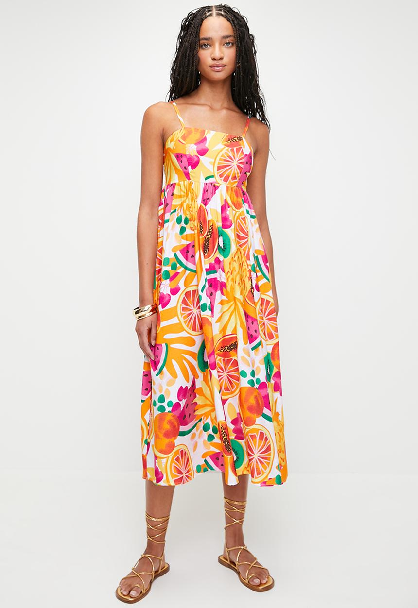 Me&B - Babydoll Sundress With Pockets - Fruitsalad