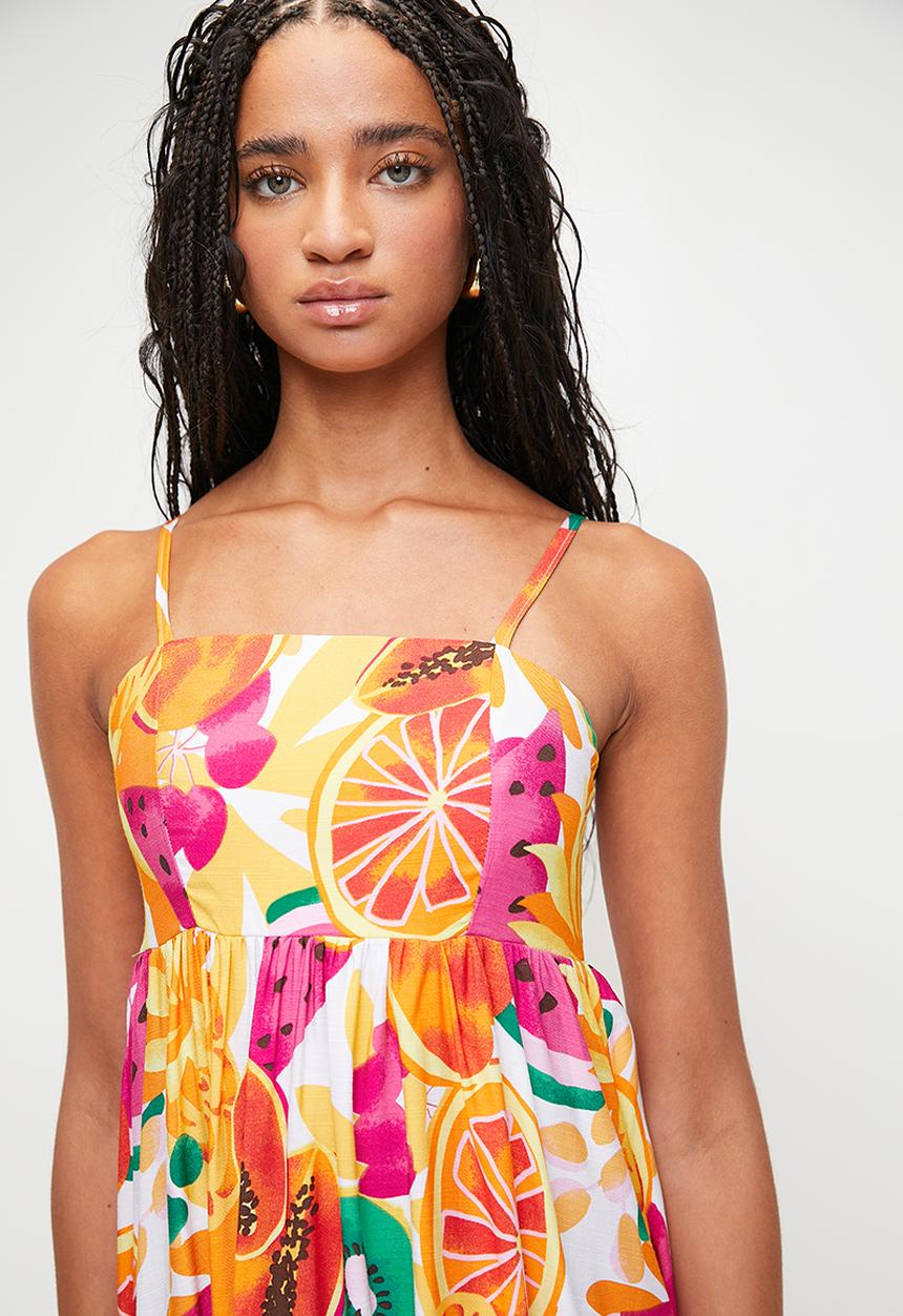 Me&B - Babydoll Sundress With Pockets - Fruitsalad