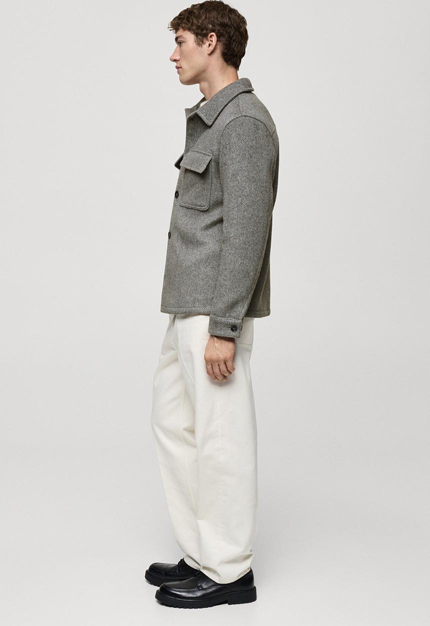 MANGO - Orien2 Recycled Wool-blend overshirt shaket - gray