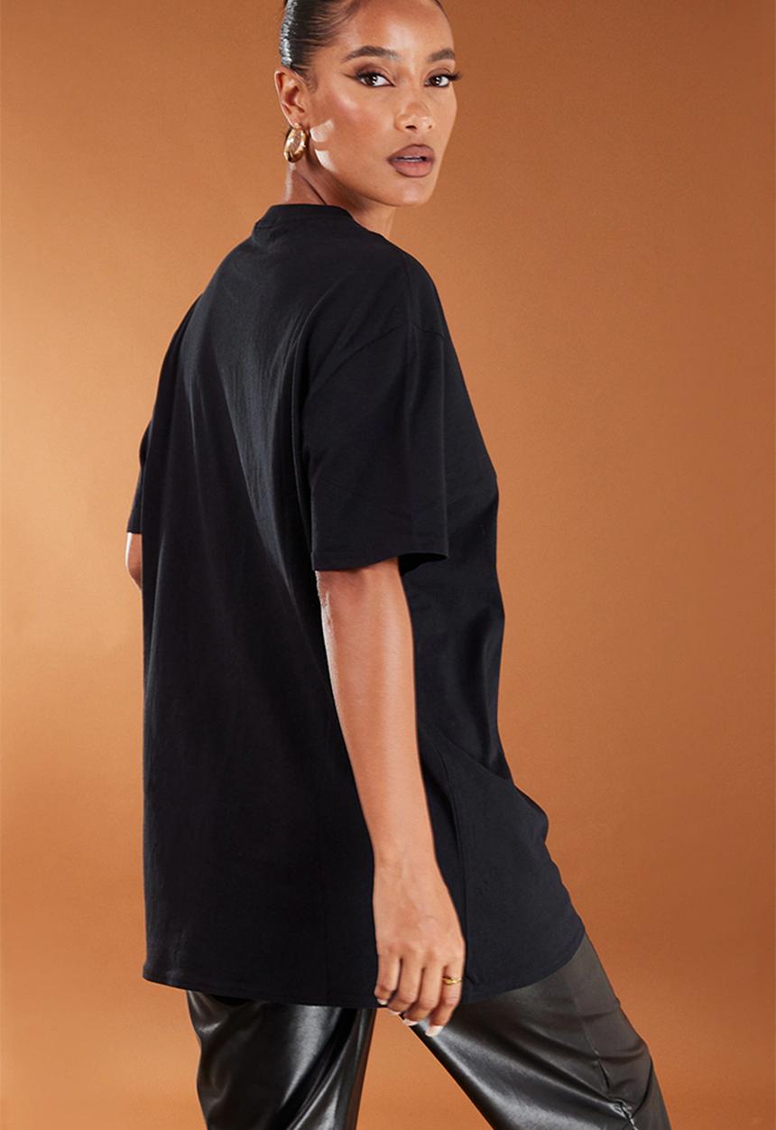 PrettyLittleThing - Cotton Black Oversized T-Shirt - Black