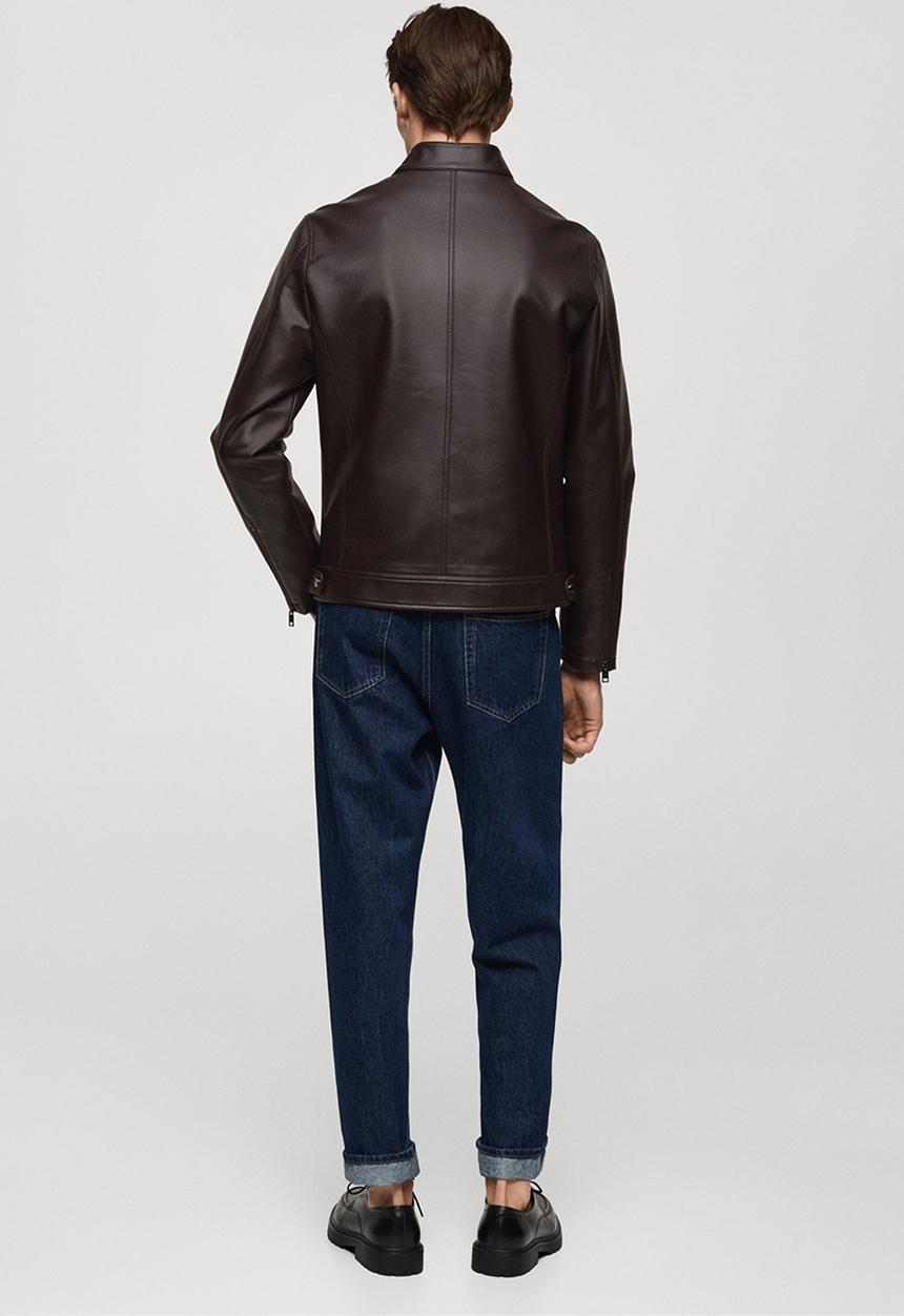 MANGO - Joseno Nappa leather-effect jacket - dark brown