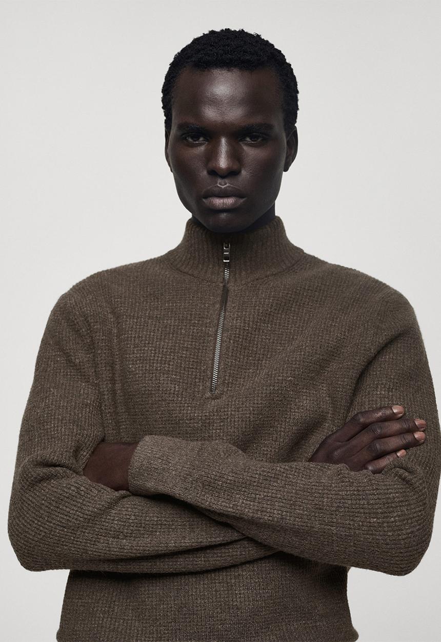 MANGO - Sweater parkd - brown