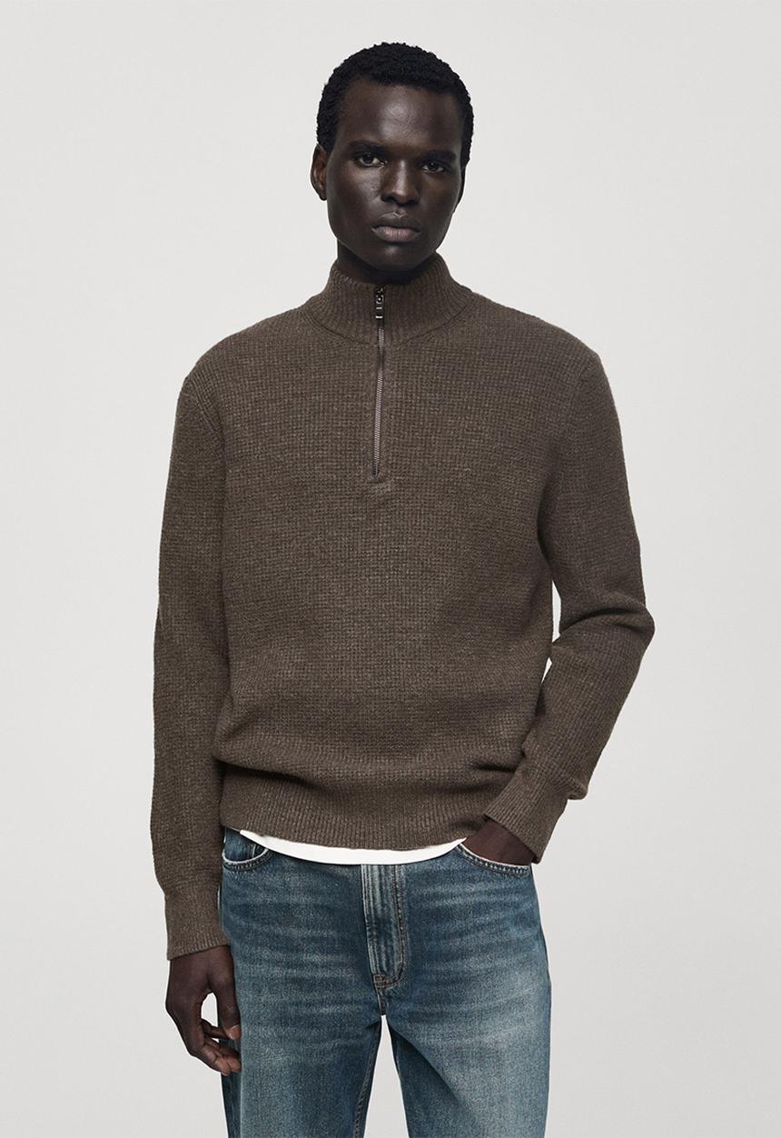 MANGO - Sweater parkd - brown