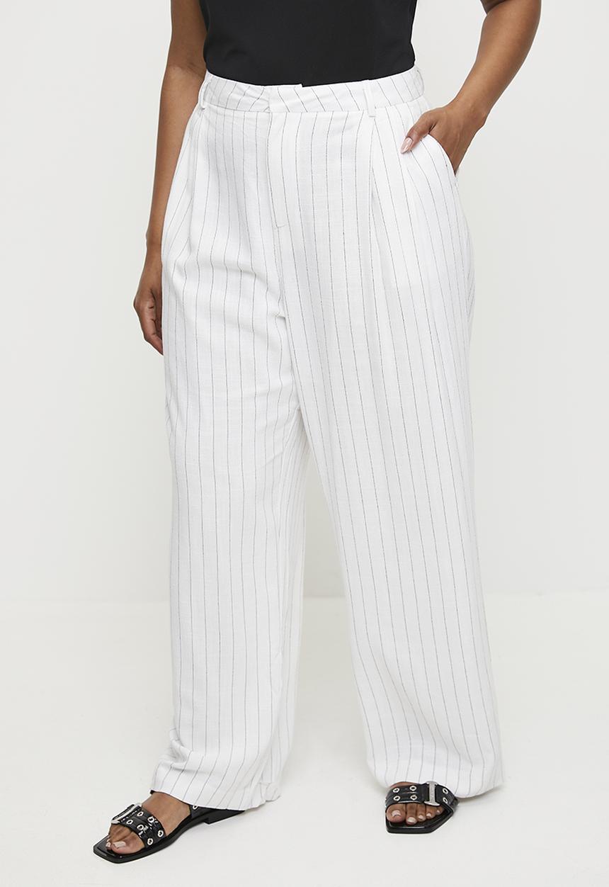 Superbalist - Easy pinstripe wide leg (co-ord) - milk pinstripe