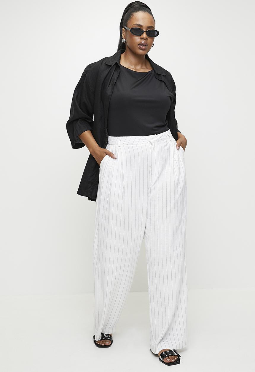 Superbalist - Easy pinstripe wide leg (co-ord) - milk pinstripe