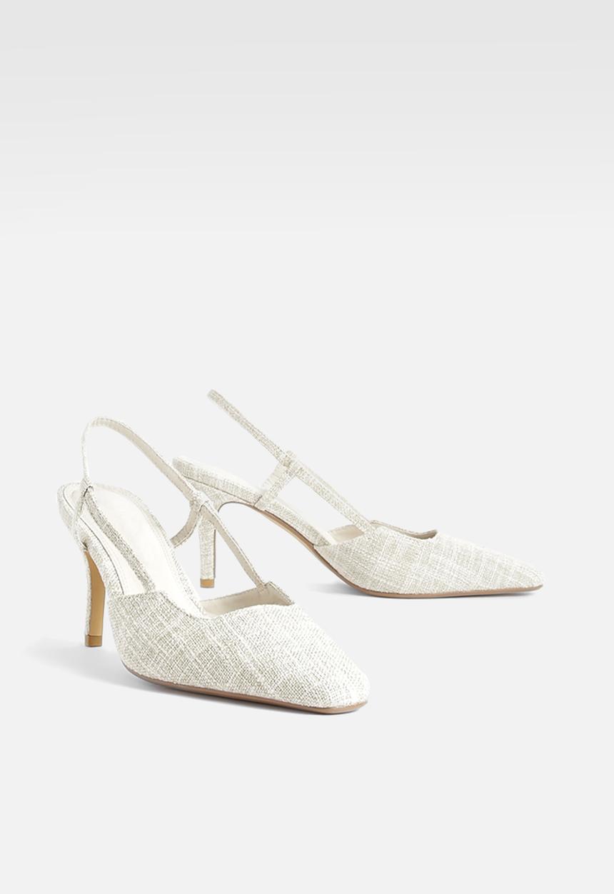 boohoo - Square Toe Slingback Court Shoes - beige
