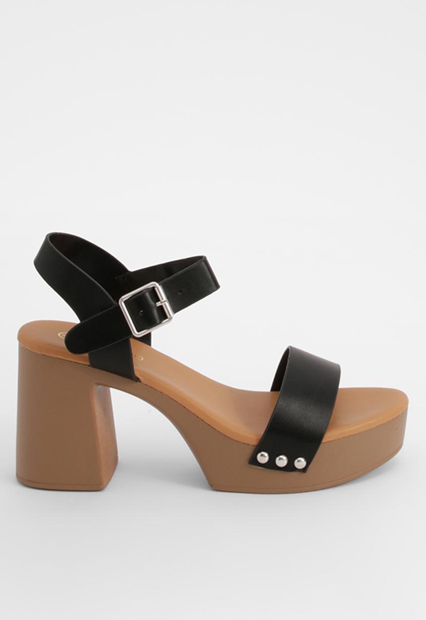 boohoo - Stud Detail 2 Part Heeled Clogs - black