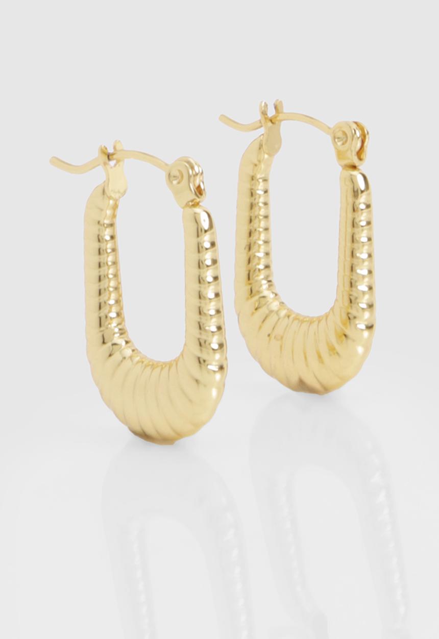 boohoo - Stainless Steel Textured Hoop Earrings - gold
