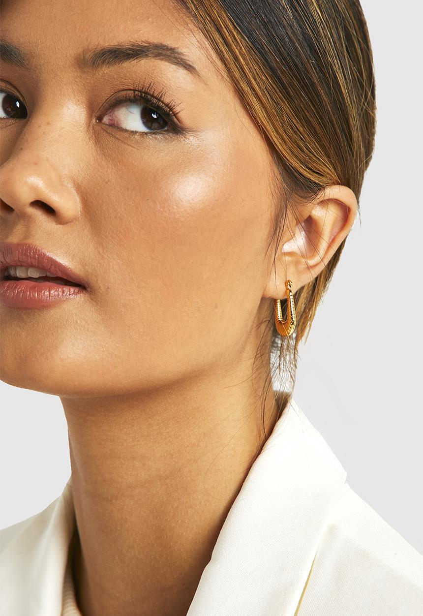 boohoo - Stainless Steel Textured Hoop Earrings - gold