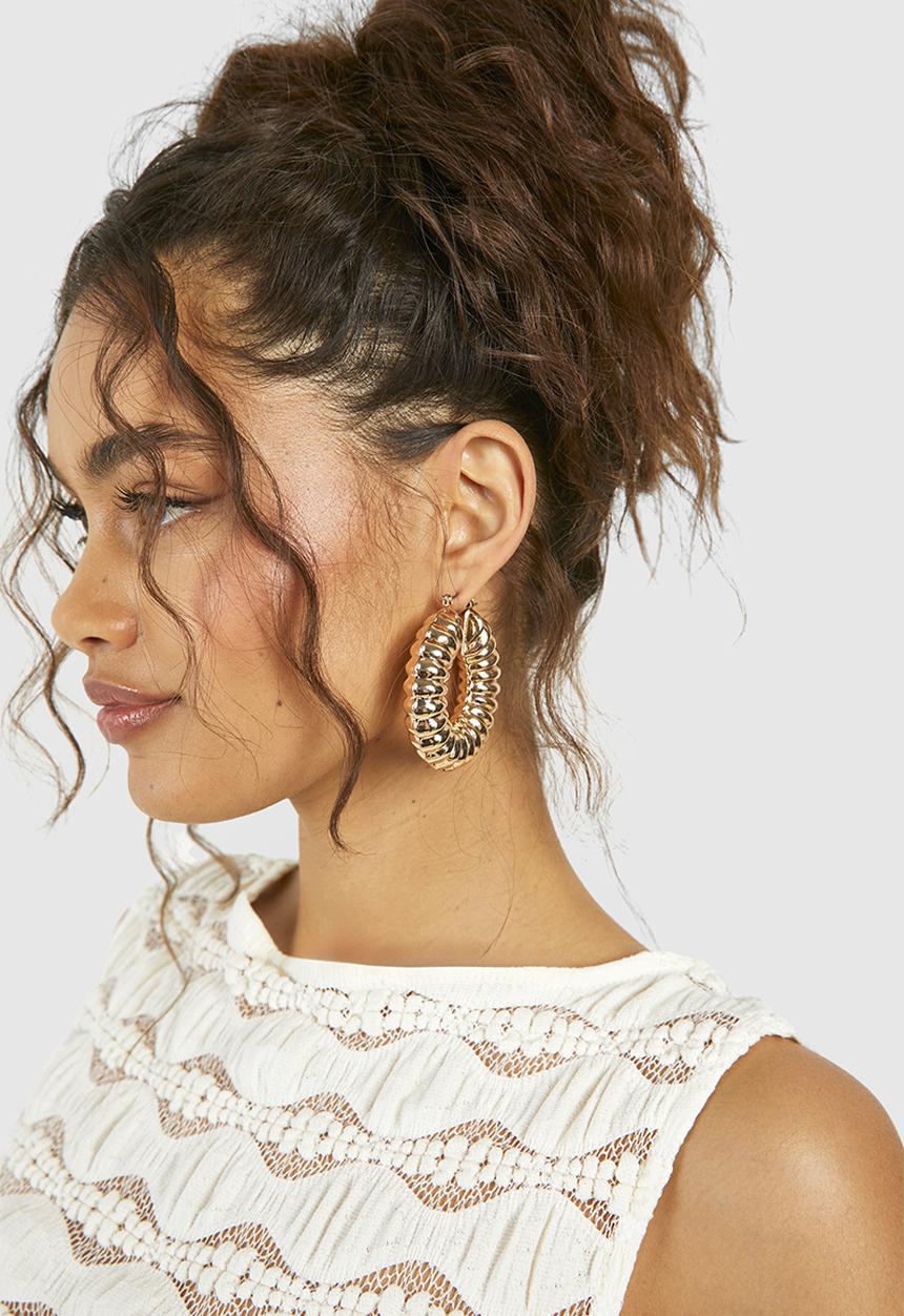 boohoo - Gold Spiral Hoop Earrings - gold