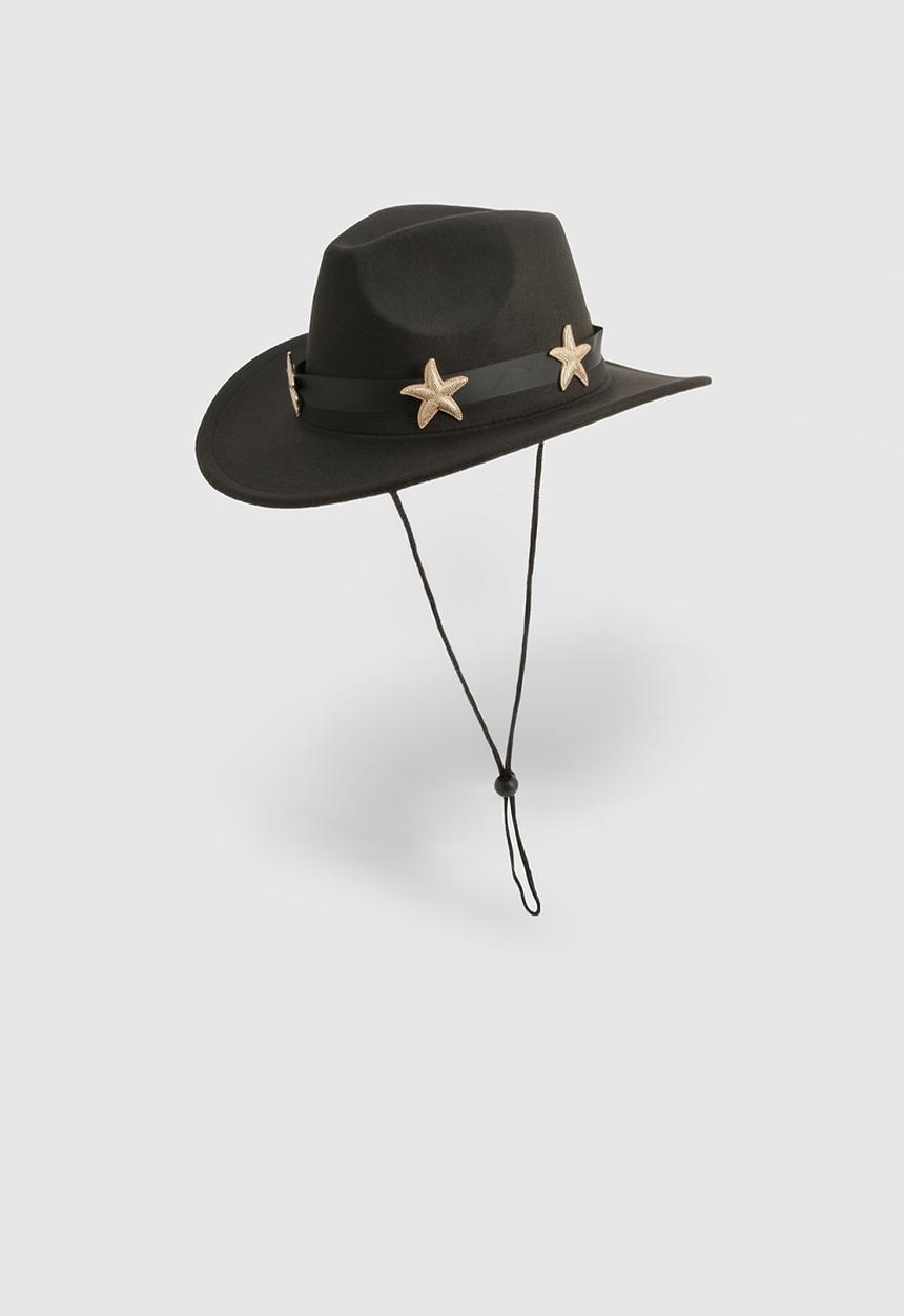 boohoo - Starfish Trim Western Hat - black