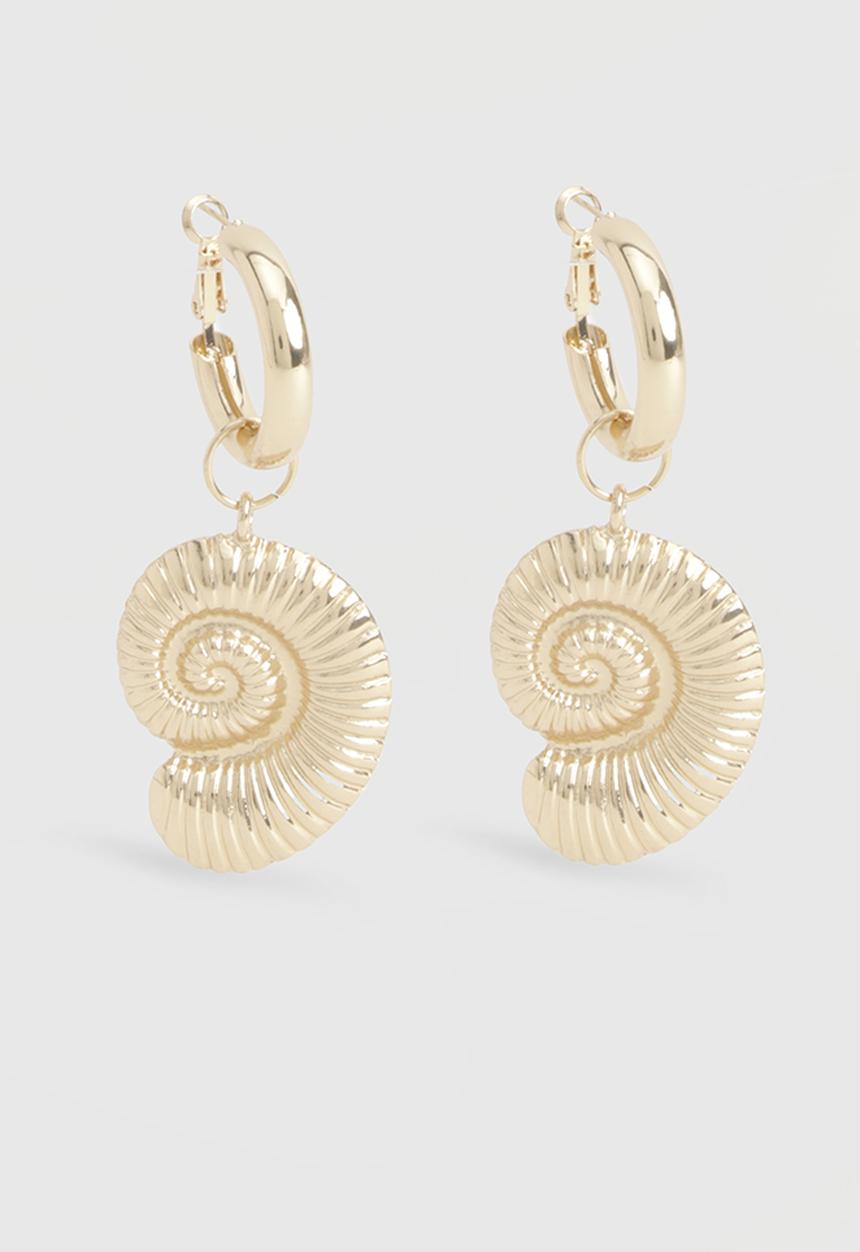 boohoo - Gold Hoop Drop Shell Earrings - gold