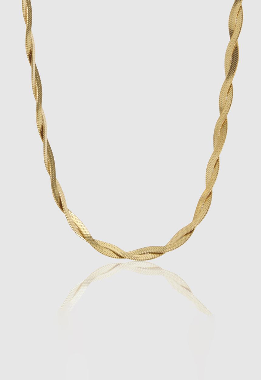 boohoo - Stainless Steel Twisted Snake Chain Necklace - gold