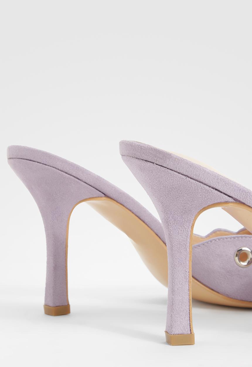 boohoo - Eyelet Bow Backless Court Shoes - Lilac