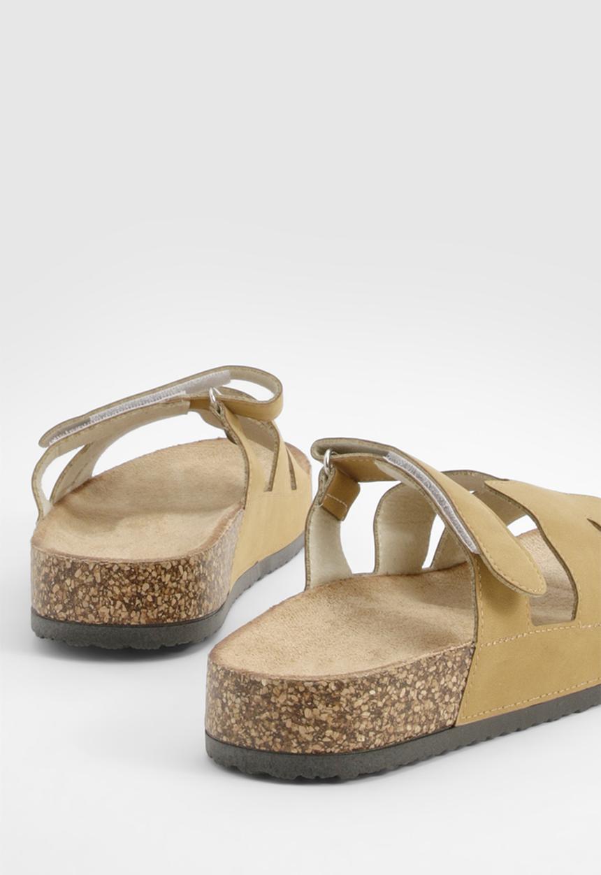 boohoo - Cut Out Strap Detail Sliders - taupe