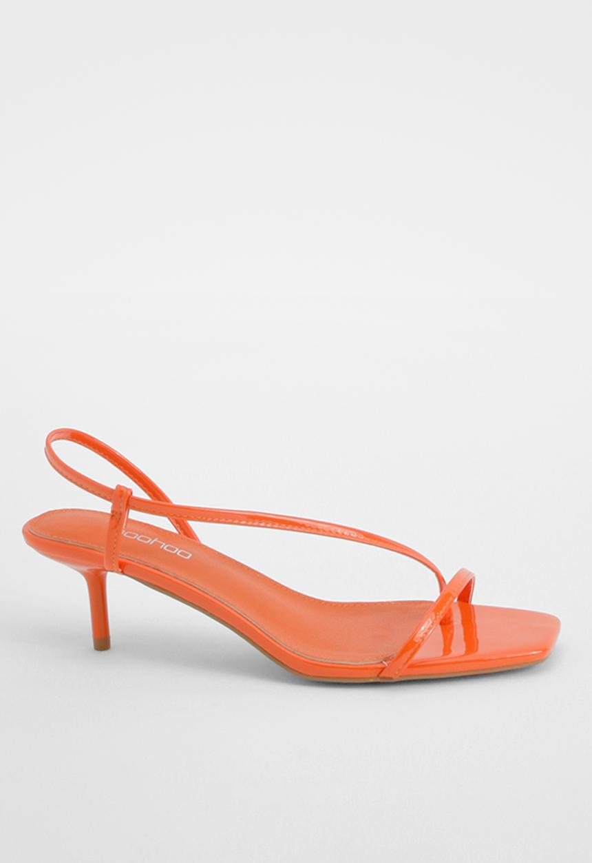 boohoo - Skinny Strap Square Toe Low Heels - Orange