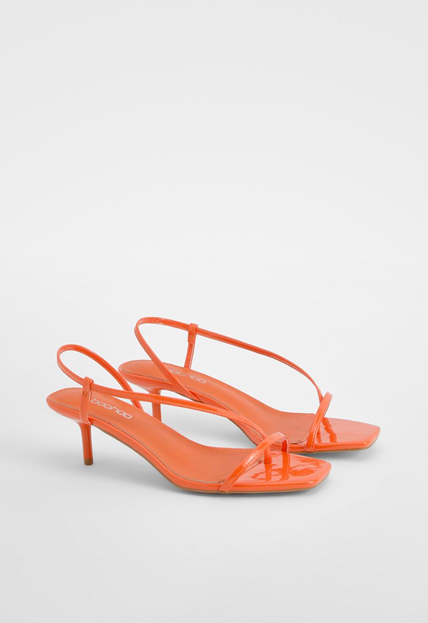 boohoo - Skinny Strap Square Toe Low Heels - Orange