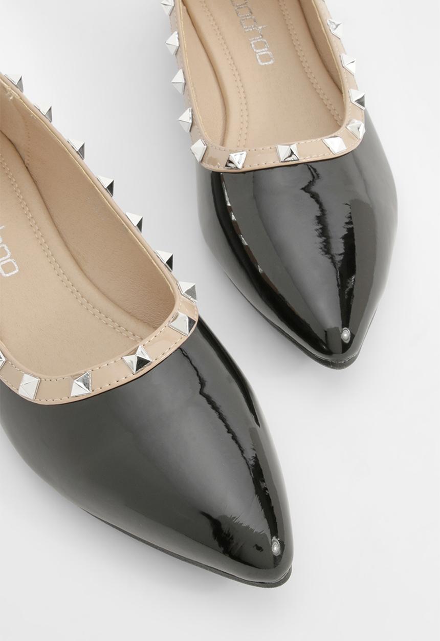 boohoo - Stud Detail Pointed Ballerina - black