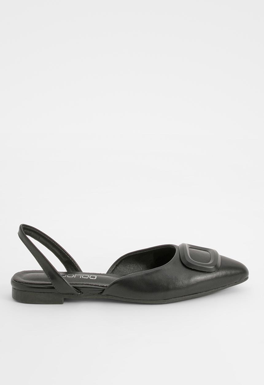 boohoo - Trim Detail Slingback Pointed Flats - black