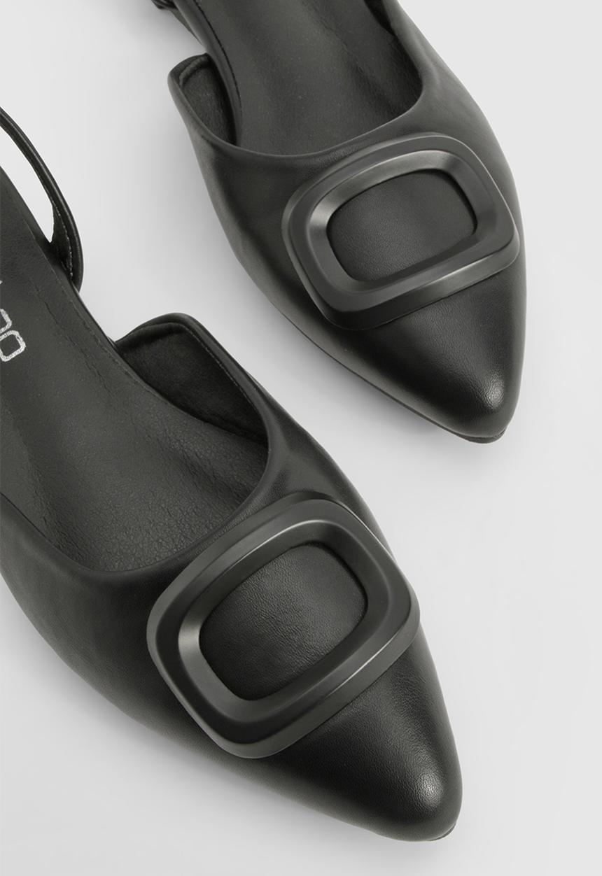boohoo - Trim Detail Slingback Pointed Flats - black