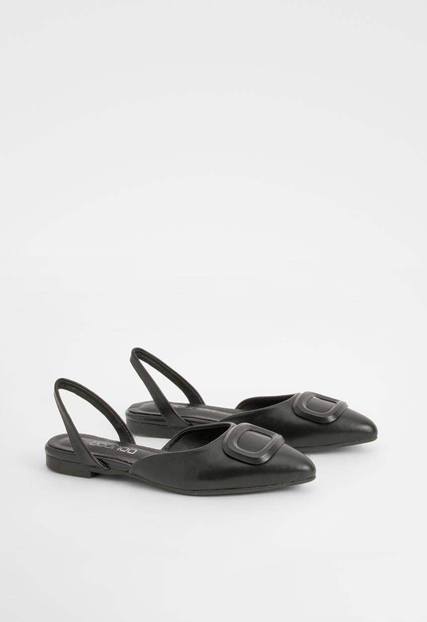 boohoo - Trim Detail Slingback Pointed Flats - black