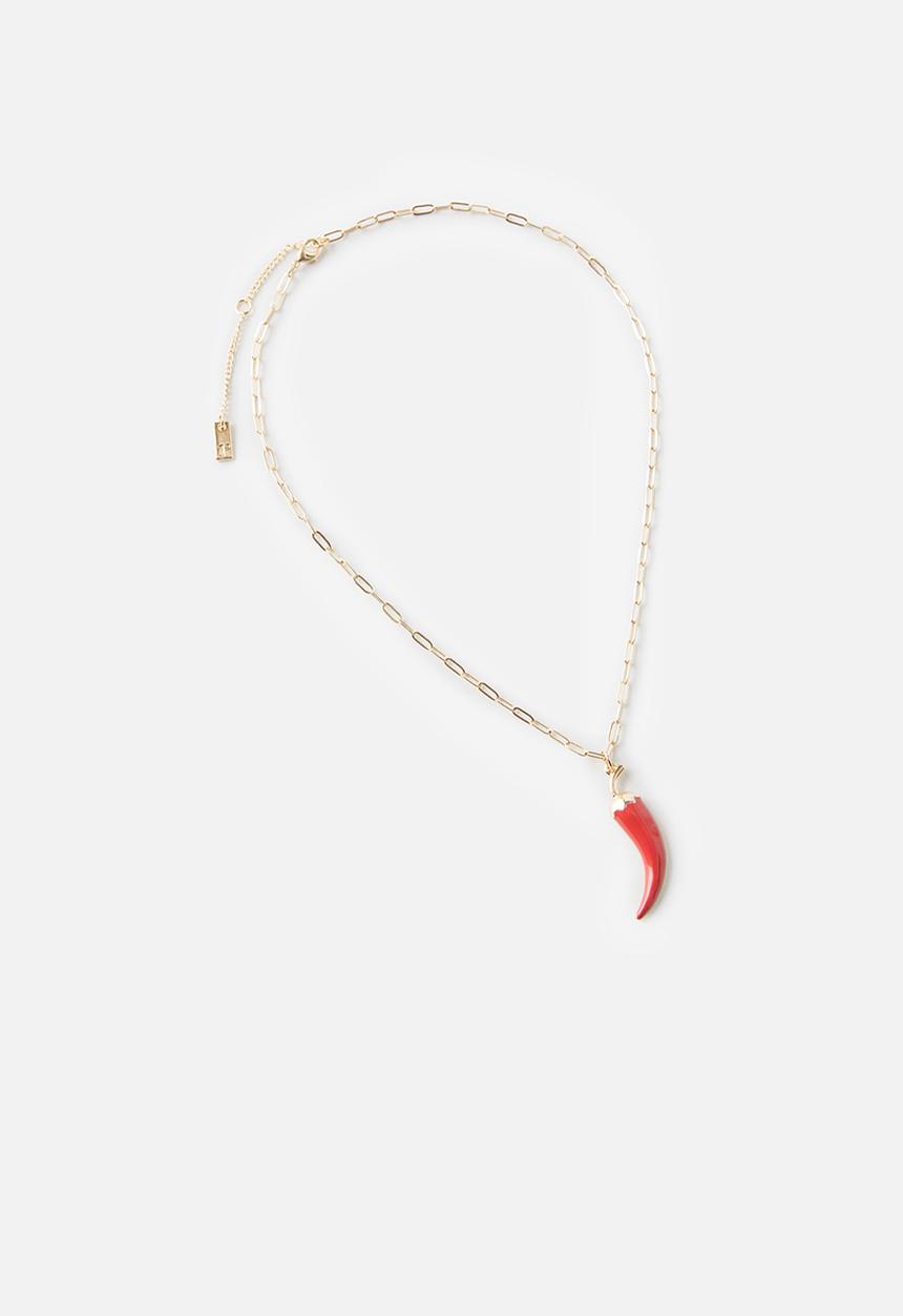 Rubi - Pendant necklace- up link chain red chilli