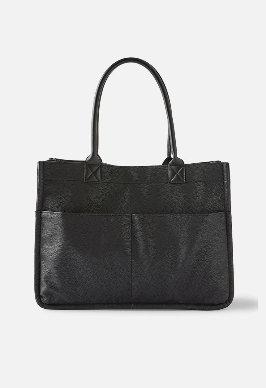 Rubi - The stand by tote- black pebble/pockets