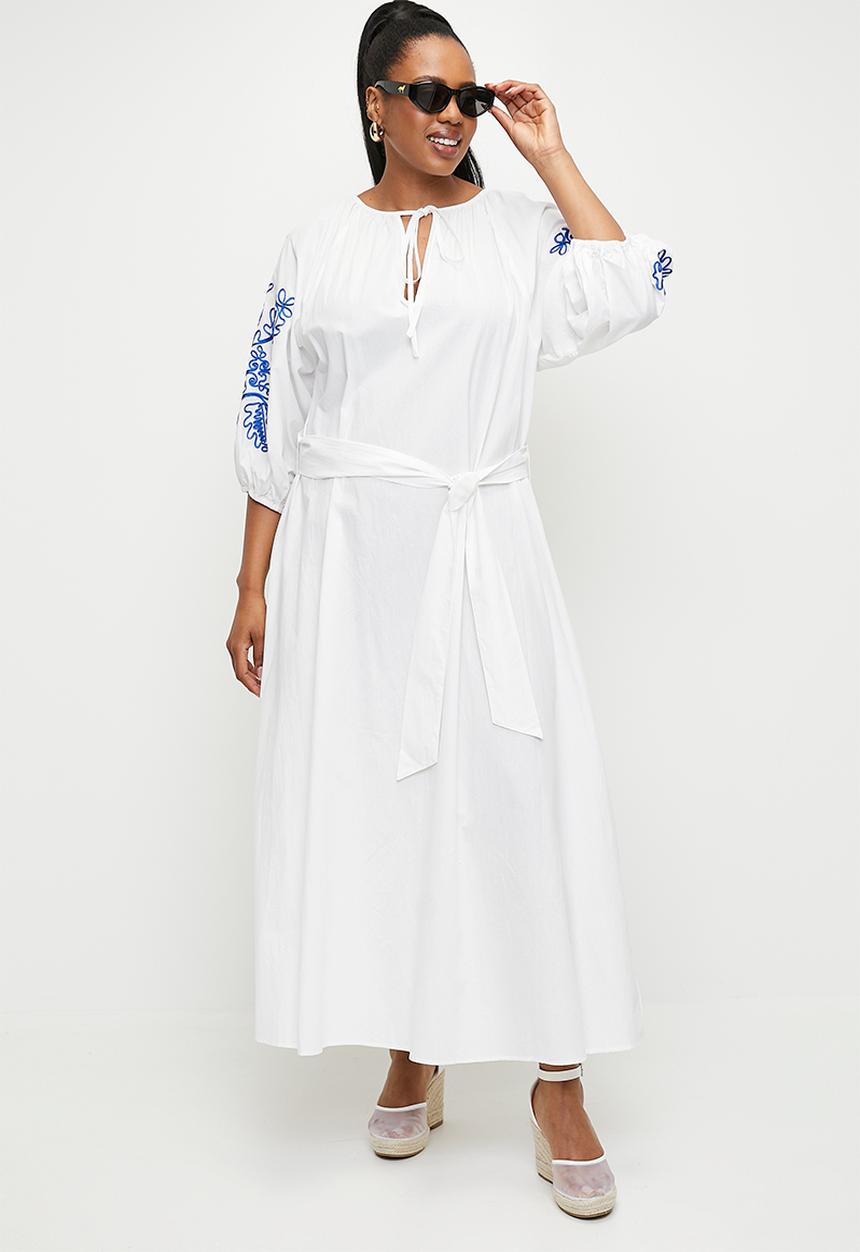 edit - Short sleeve embroidery tunic - white