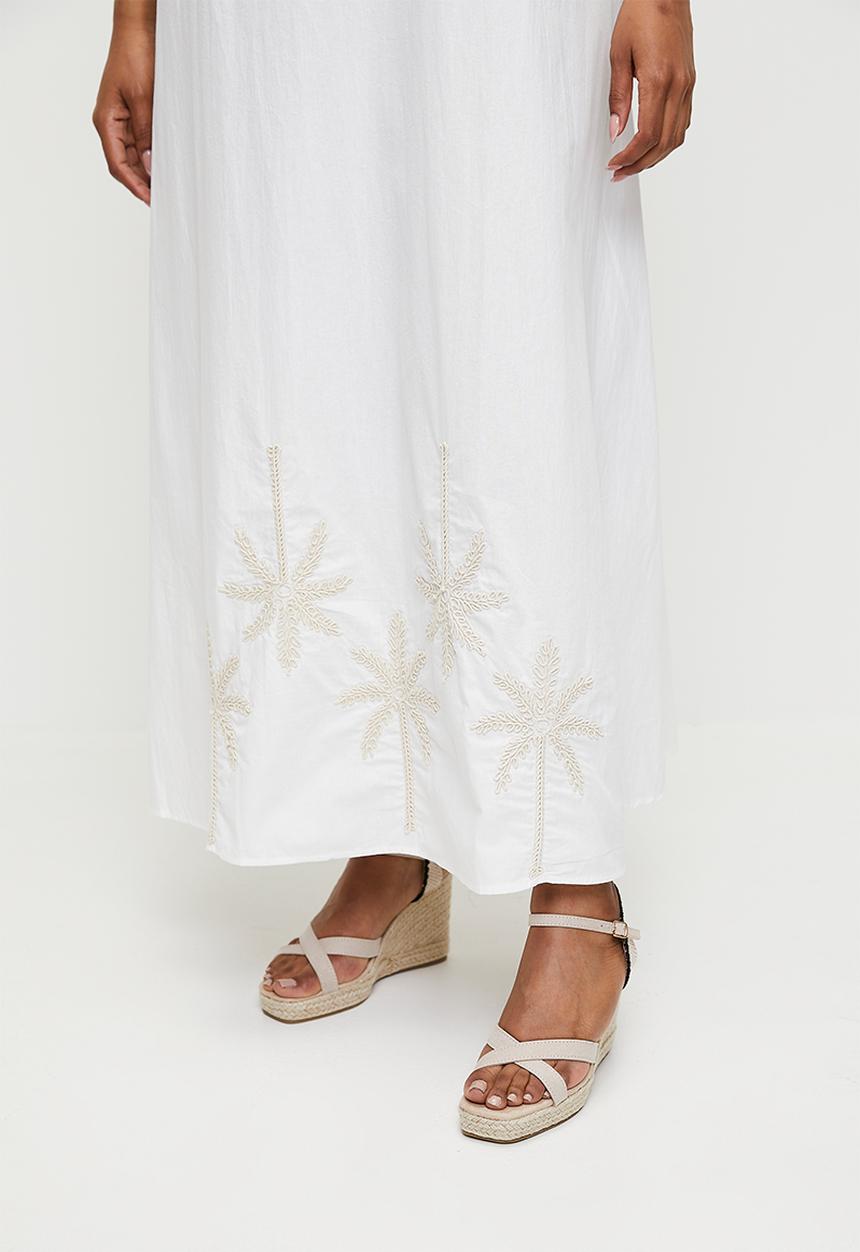 edit - Puff sleeve embroidery dress - white