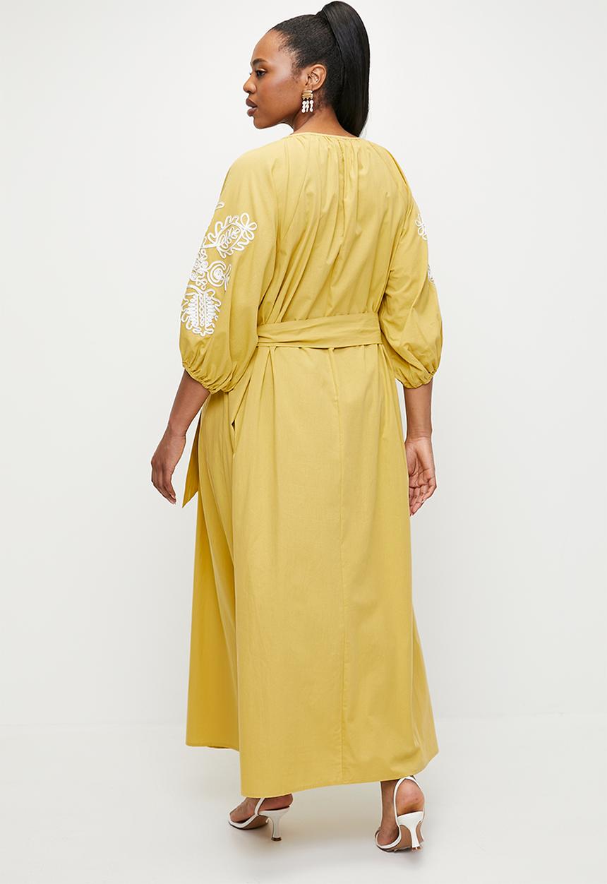 edit - Short sleeve embroidery tunic - yellow
