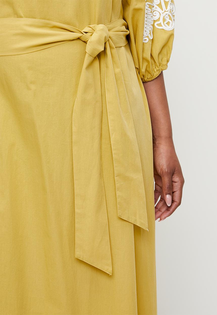 edit - Short sleeve embroidery tunic - yellow