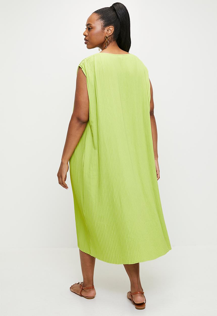 edit - Pleated tunic maxi dress - green