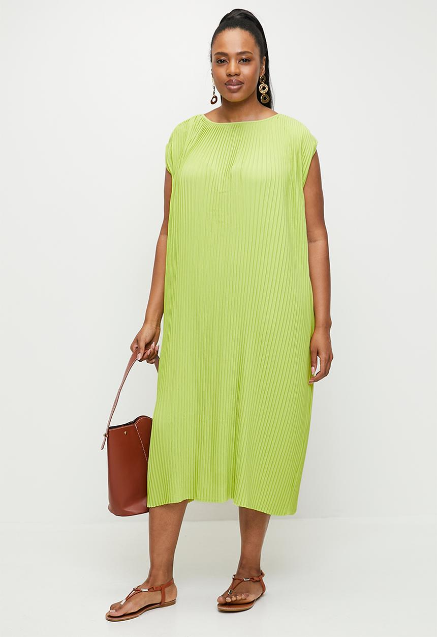 edit - Pleated tunic maxi dress - green