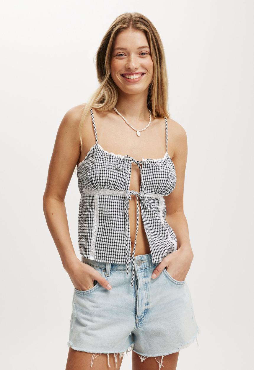 Cotton On - Lucy Lace Cami - Black Gingham