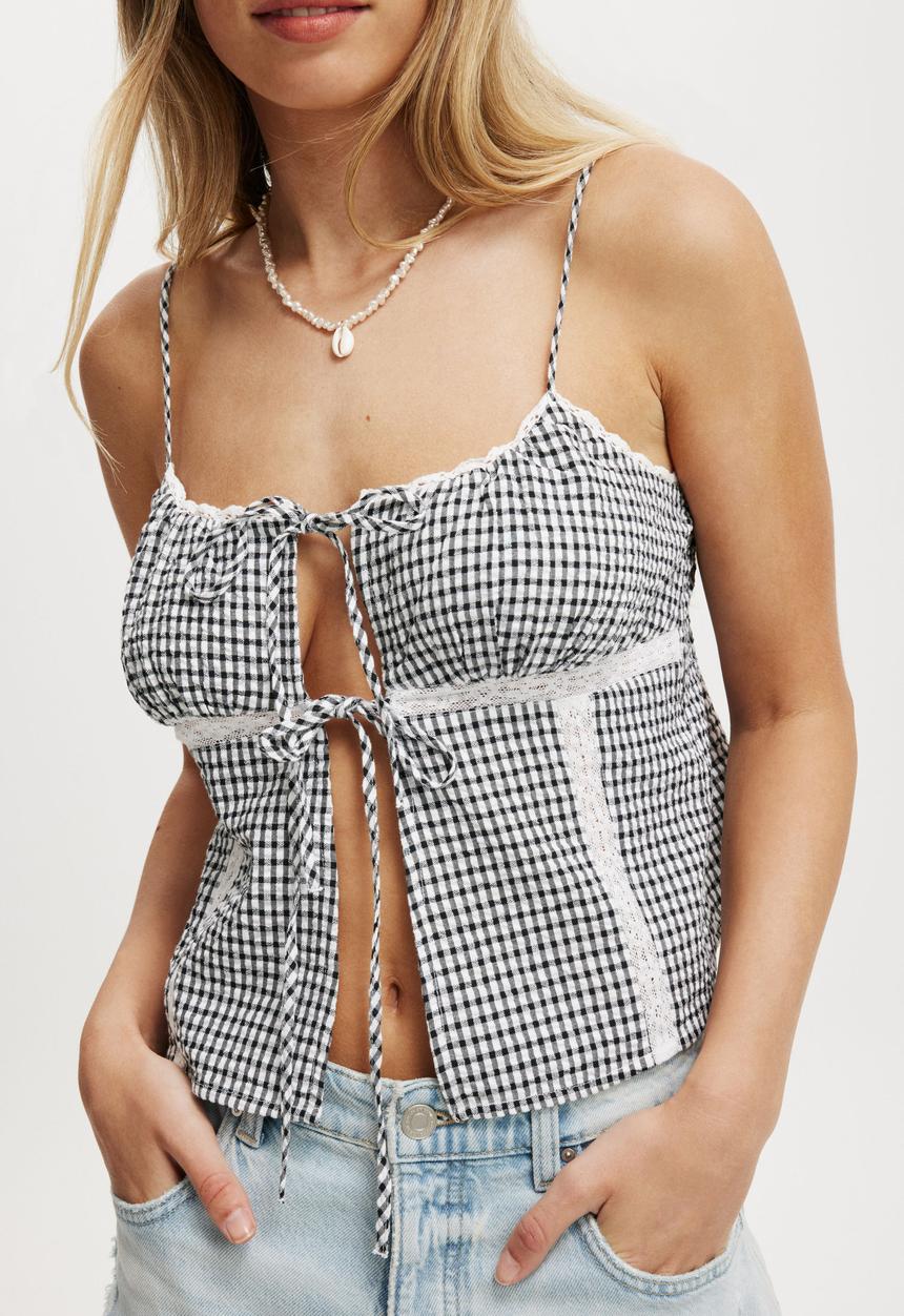 Cotton On - Lucy Lace Cami - Black Gingham