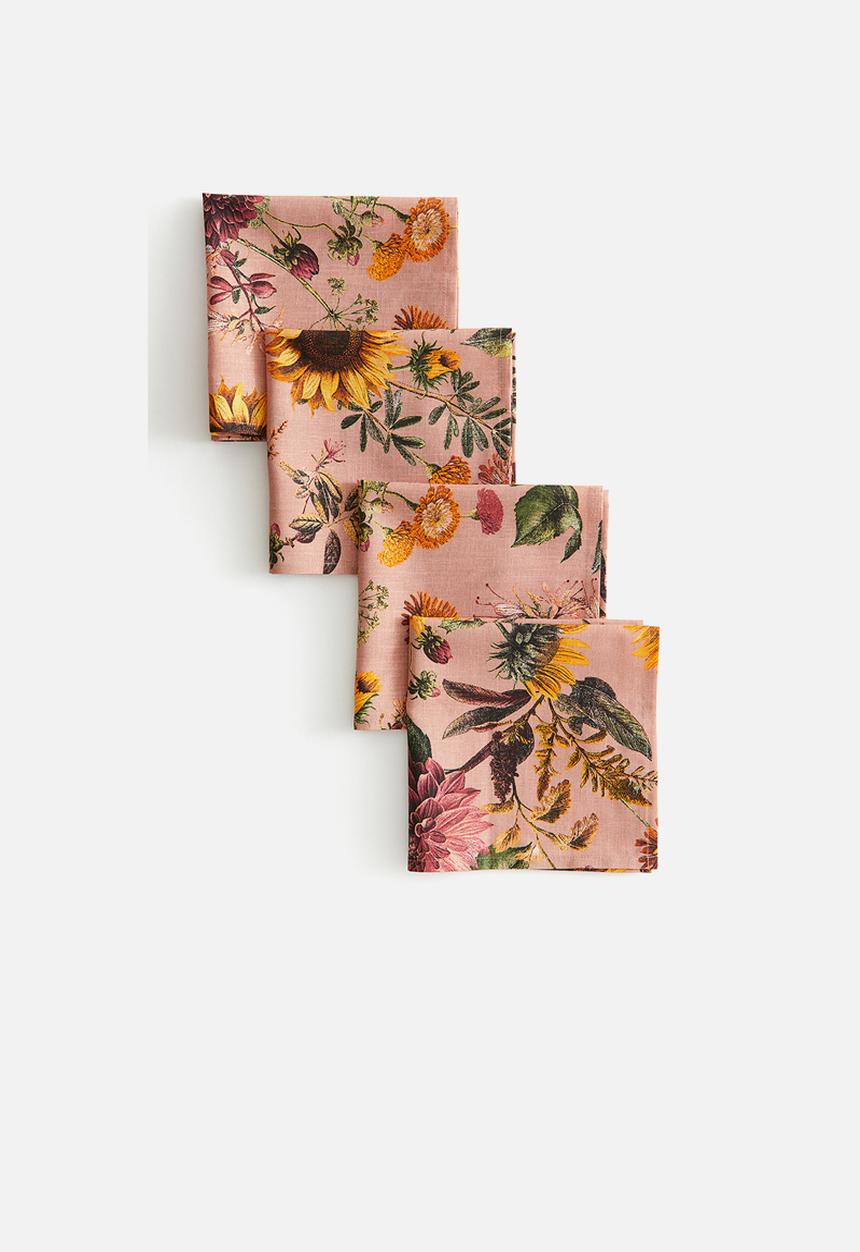 H&M - 4-Pack napkins - pink floral