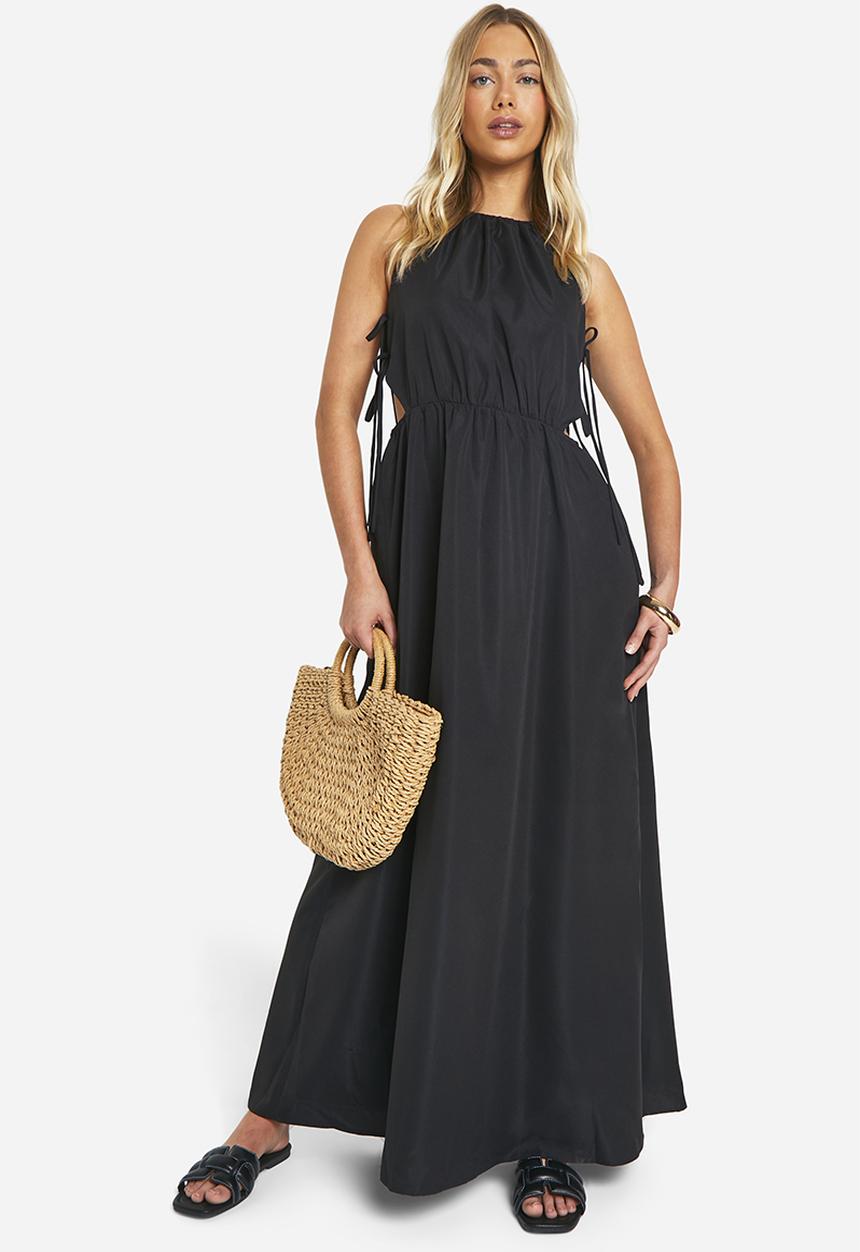boohoo - Tie Side Maxi Dress - Black