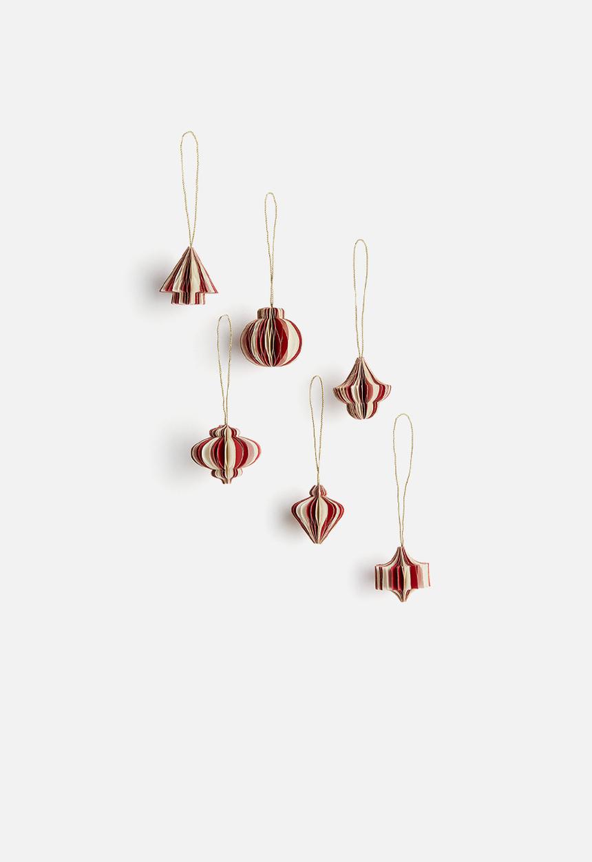 H&M - 6-Pack paper decorations - red striped