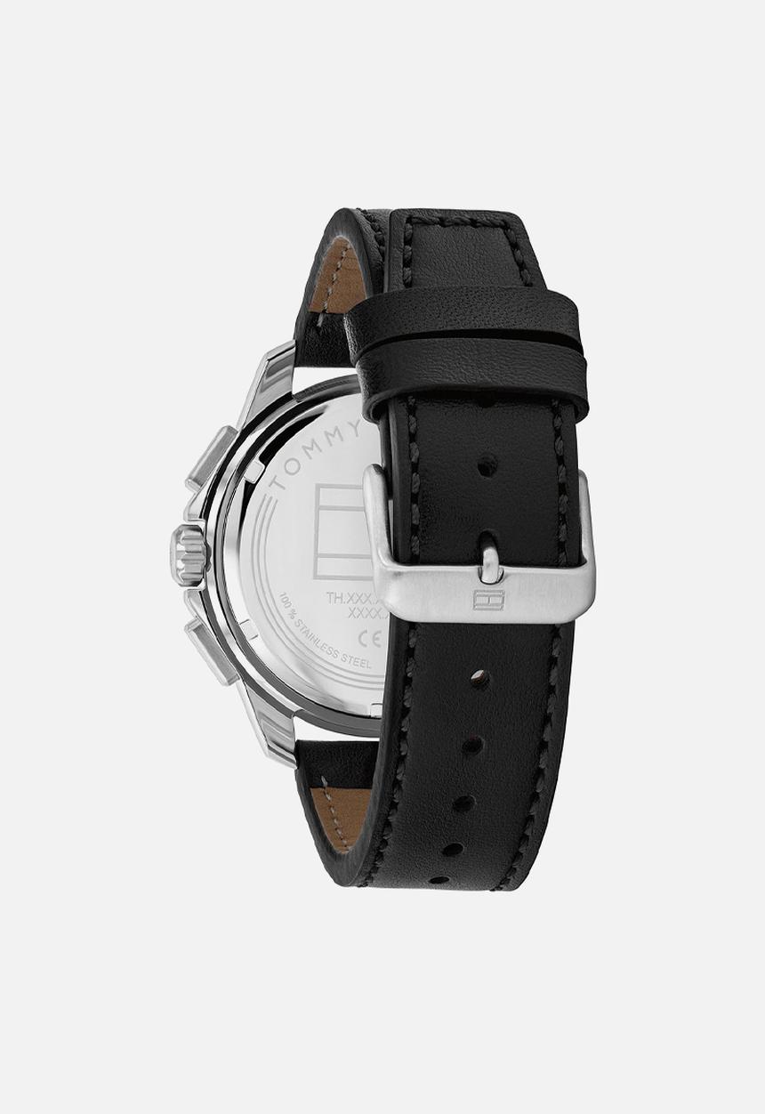 Tommy Hilfiger - Walker leather strap watch - black