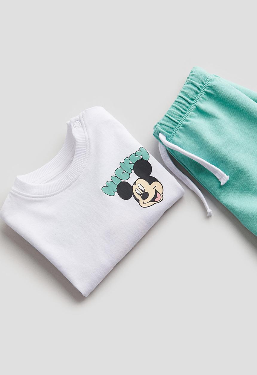 H&M - 2-Piece printed set - turquoise mickey mouse