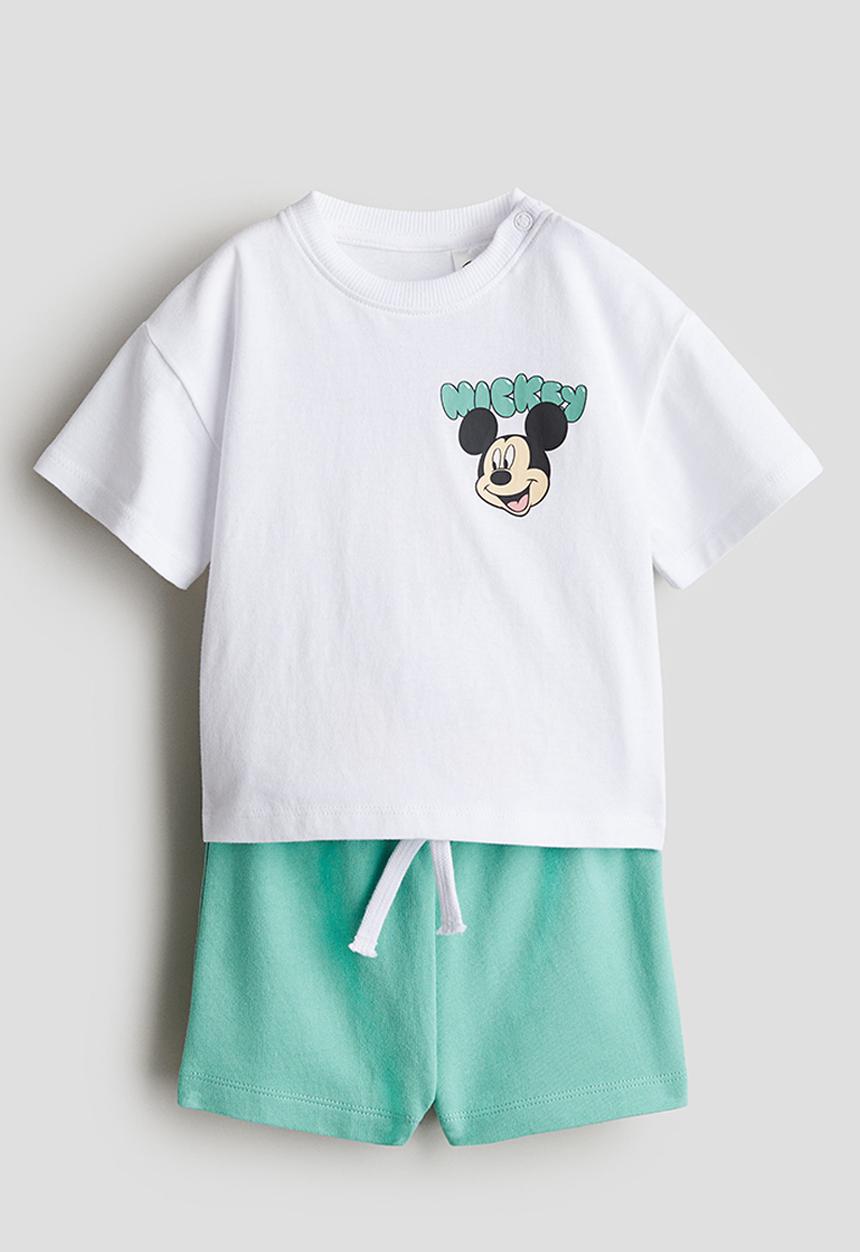 H&M - 2-Piece printed set - turquoise mickey mouse