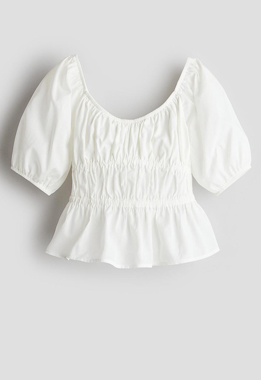 H&M - Peplum cotton blouse - white